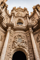 Fototapeta na wymiar detail of the facade of the basilica Valencian Art Nouveau and gothic architecture church