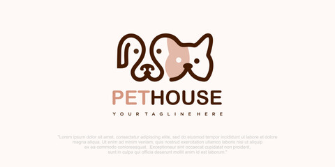 Dog and cat logo Design Vector Template. pet icon set logo vector