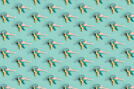 3d isoemtric pattern of bunches of keys