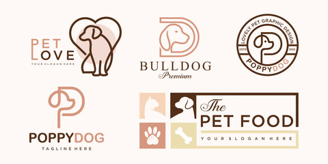 Dog and cat , animal pet icon set logo design inspiration