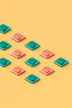 3d render of colorful light switches