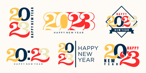 2023 Happy New Year logo text design. 2023 number design template collection . vector illustration.