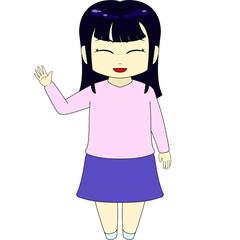 ちびキャラのイラスト（女性・正面）