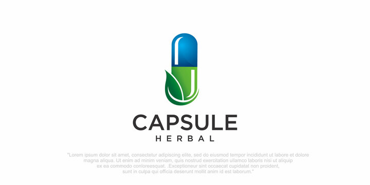 Capsule pharmacy medical logo template vector.