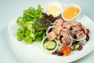 Tuna Salad with white background
