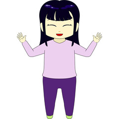 ちびキャラのイラスト（女性・正面）