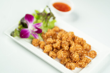 fried chicken tendon snacks white scene