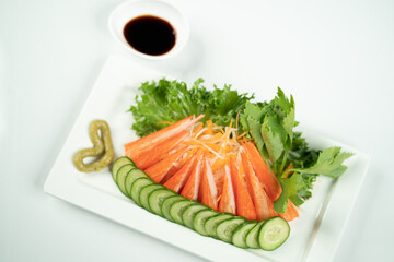 Crab sticks with white screen