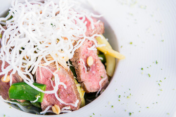 beef steak with salad