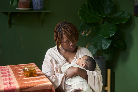 mother caring for baby