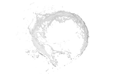 3d milk ripple splash isolated on white background. 3d render illustration