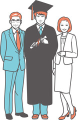 両親と卒業式　全身