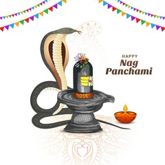 Beautiful nag panchami card on indian festival celebration background