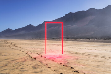 Neon Light Over Desert
