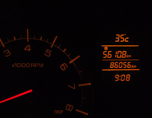 racing car black manual speedometer. Very suitable for pictures related to cars or car racing