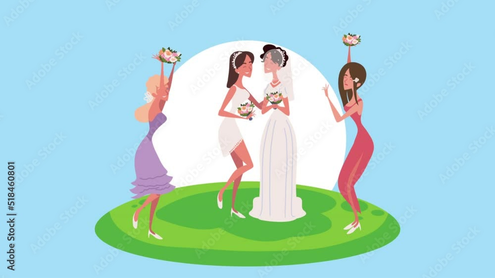 Sticker bridesmaids girls group and wife animation