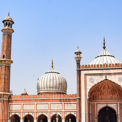 Architectural detail of Jama Masjid Mosque, Old Delhi, India, The spectacular architecture of the...