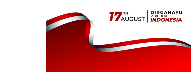 Happy Indonesia Independence Day Celebration Vector Template Design Illustration Banner Wave Flag