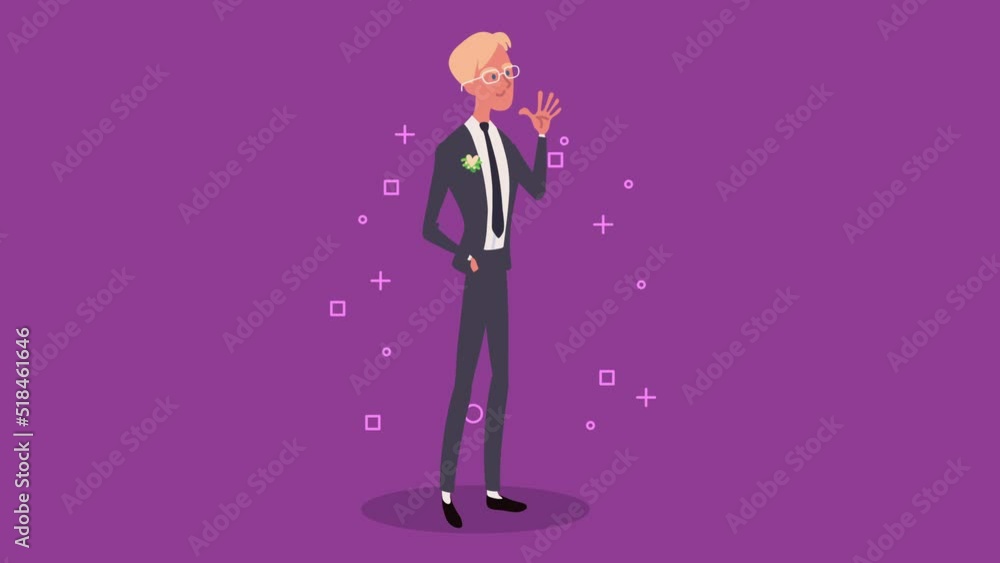 Wall mural elegant marrried man character animation