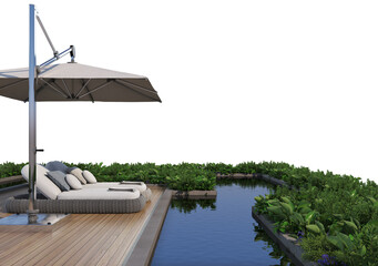 Exterior garden with white background