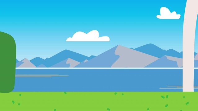 landscape horizon with lake animation