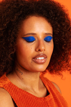 Exotic African woman with blue eyeshadow 
