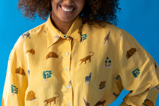 Cropped content African woman studio portrait