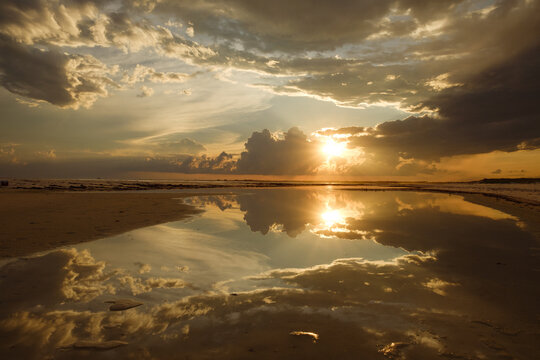 Cloud Reflection Beach Sunset