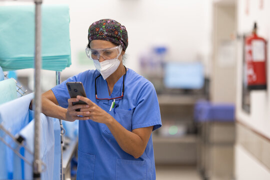 Nurse Using Her Mobile Phone 