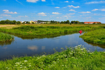 Fototapeta premium Crossing the rivers Welna and Nielba. Wagrowiec, Greater Poland Voivodeship, Poland.