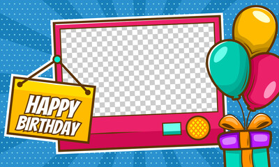 Fototapeta premium happy birthday cartoon frame template design