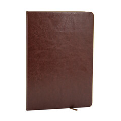 Leather brown notebook planner isolated on the white background