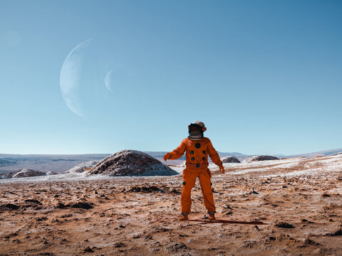 Astronaut exploring an unknown planet