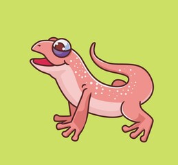 ping sleepy lizard. Isolated animal illustration. Flat Style Sticker Icon Premium vector