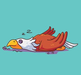 cartoon eagle sleeping. isolated cartoon animal illustration vector