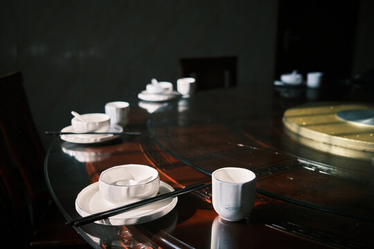 Still Life Of Traditional Restaurant Table In Anhui, China.