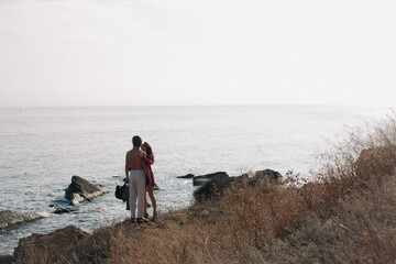 Story of a young couple. All day at sea shore house. together.