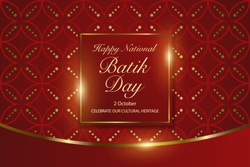Indonesian Batik pattern for National Batik Day greetings card