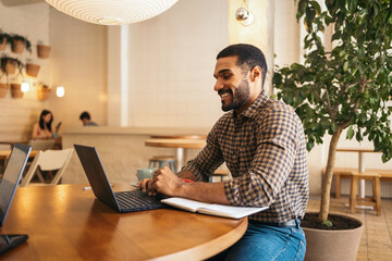 Businessman working remotely in a coworking space