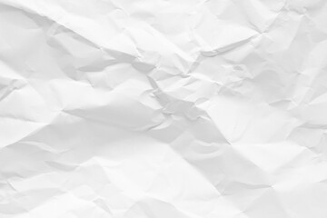 White crumpled paper texture background, clean white wrinkled paper, top view.