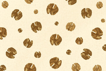 Repeating pattern of walnuts, illustration