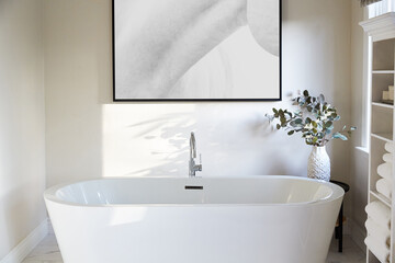 Modern design bathroom with freestanding bathtub