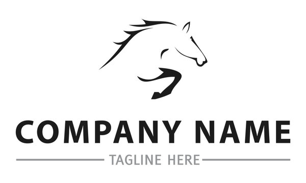 Black and White Color Abstract Horse Logo Design