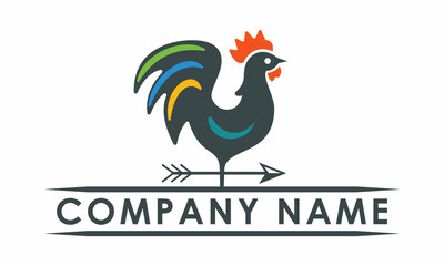 Fototapeta na wymiar Colorful Rooster Weather Vane Badge Logo Design