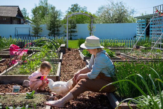 female farmer with child in the plant