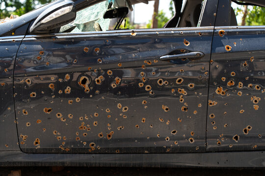 Side of the car was pierced by fragments from the explosion of s