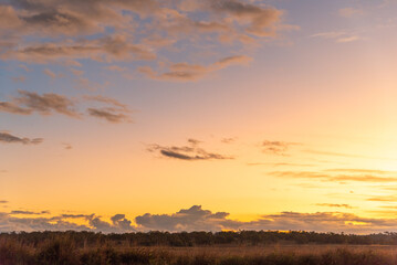 Obraz premium Colorful pastel sunset in Queensland, Australia. Great for sky replacement, editing. 