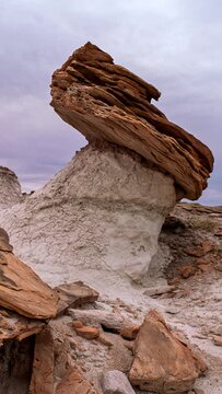 Timelapse of desert martian landscape in Utah at rock formation from years of wind and water erosion.