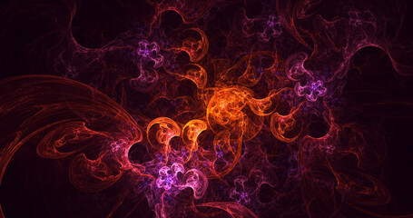 3D rendering abstract multicolor fractal light background