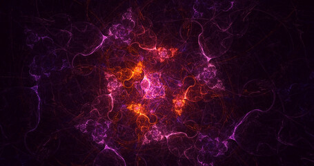 3D rendering abstract multicolor fractal light background